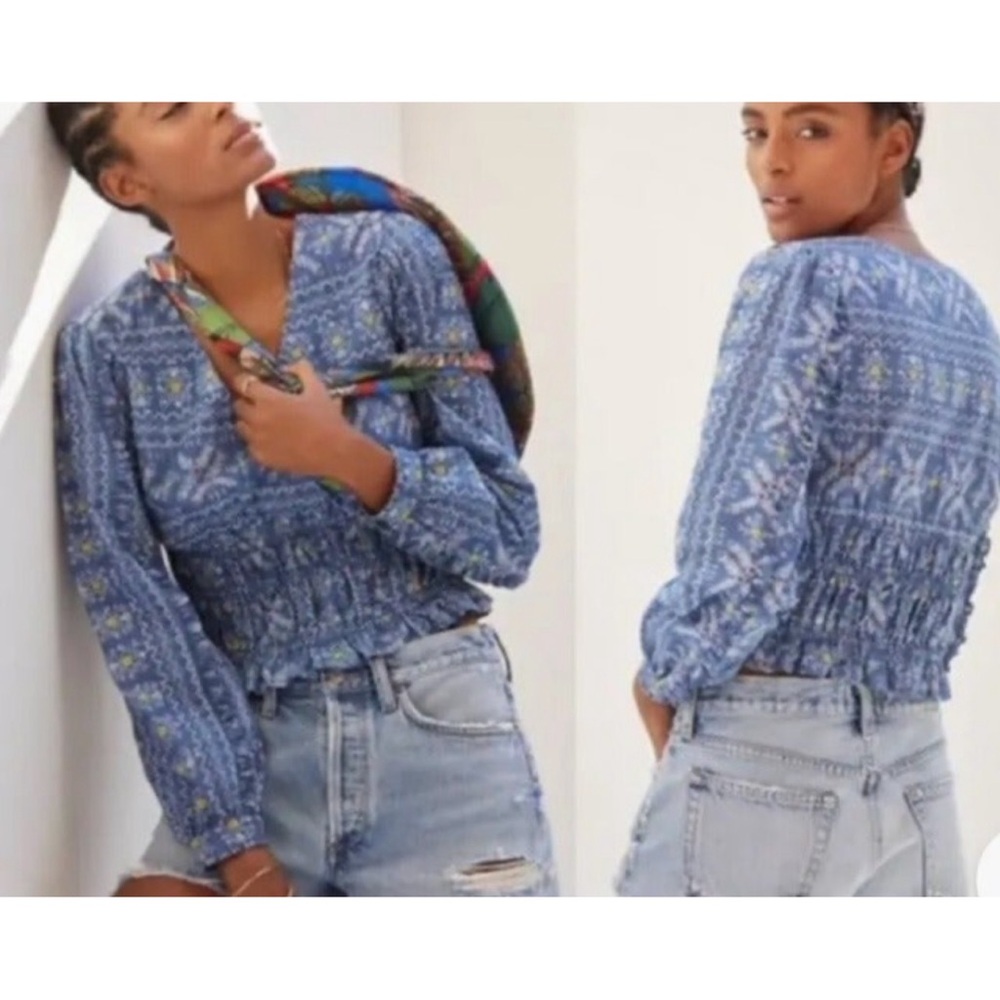 Anthropologie Forever That Girl Embroidered Smocked Blouse NWT Size XL - Picture 5 of 15
